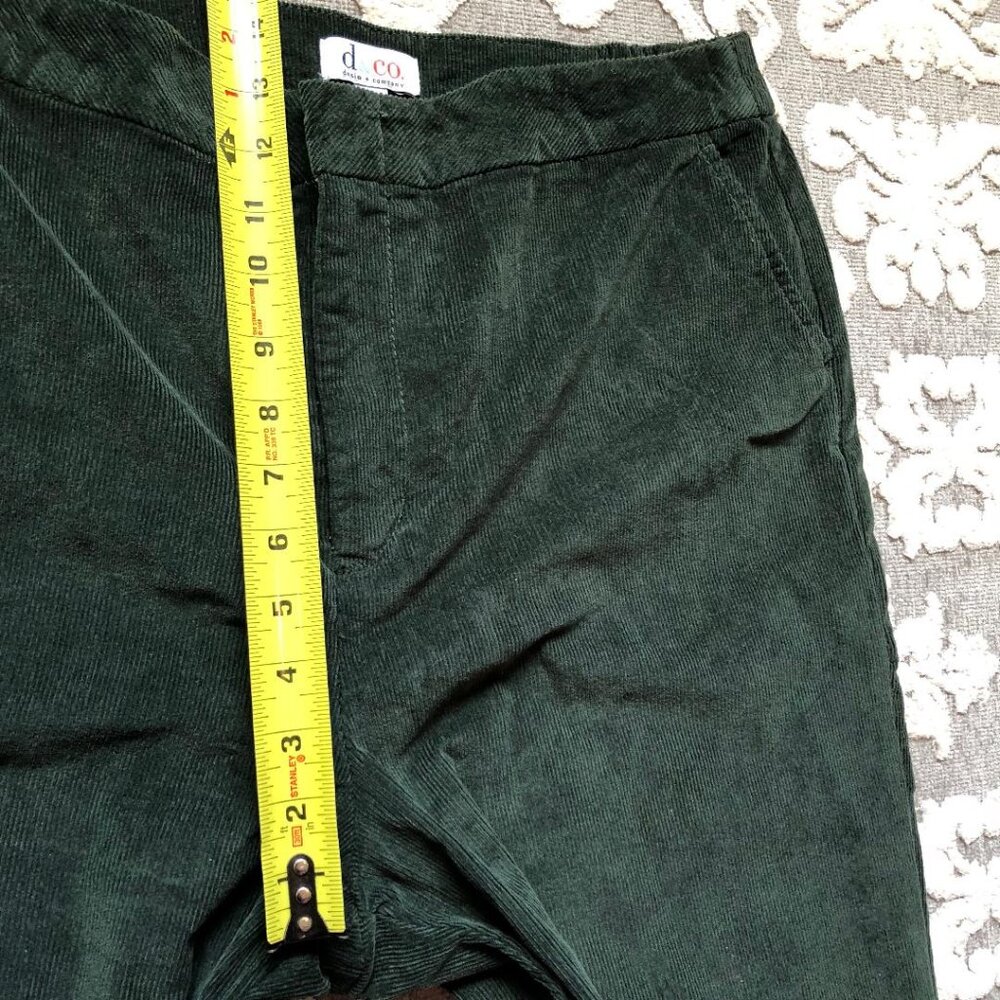 Denim & Co., Dark Green, straight-leg, hi-rise, corduroy pants, Sz Lg - Picture 9 of 9